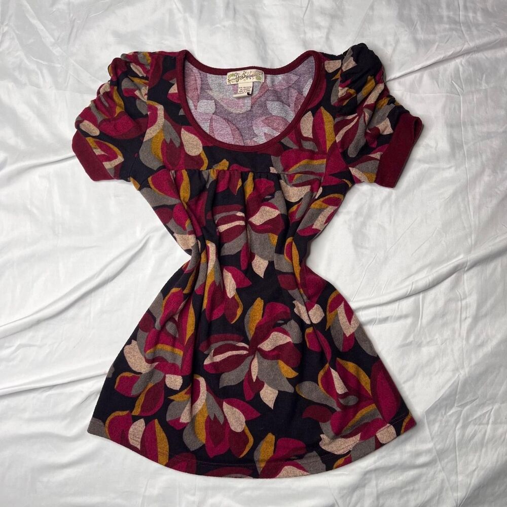 Younique Floral Babydoll Ruched Sleeved Top Funky Eccentric